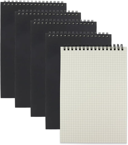4 Pack Graph Paper Notebook, A5 Top Wirebound Grid Spiral Notebook 5.8" x 8.3",60 Sheets,5mm x 5mm Grid Paper,Grid Notepad for Students, Math, Engineering (4 Colors)