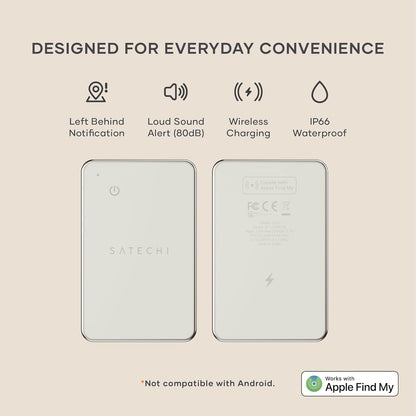 Satechi FindAll Wallet Card with Find My, Wallet Tracker Card with Left Behind Notification, Sound Alert and Wireless Charging, Works with iPhone, iPad, Mac – Black