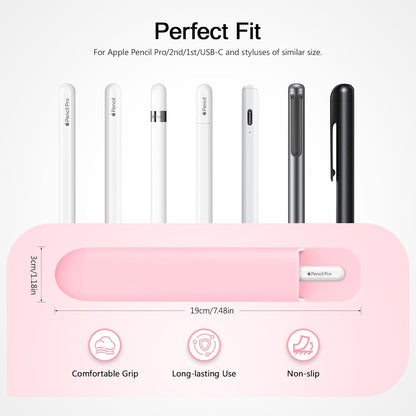 MoKo Pencil Case Holder, Adhesive Silicone Pencil Protected Sleeve Compatible with Apple Pencil Pro/ (USB-C)/ 1st/ 2nd Generation, Similarly Sized Styluses Accessories, Black