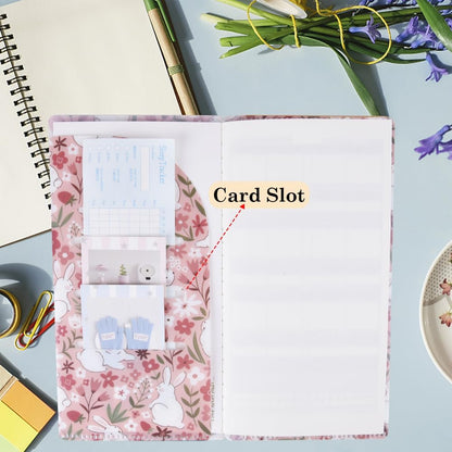 qianshan Travelers Notebook Inserts with PVC Sleeve,Undated Weekly Planner,Weekly To Do List Notepad,TN Journal,30 Sheets,8.5" x 4.7",Pocket Travelers Notebook for Journals,Diaries,Planners,Pink Cat