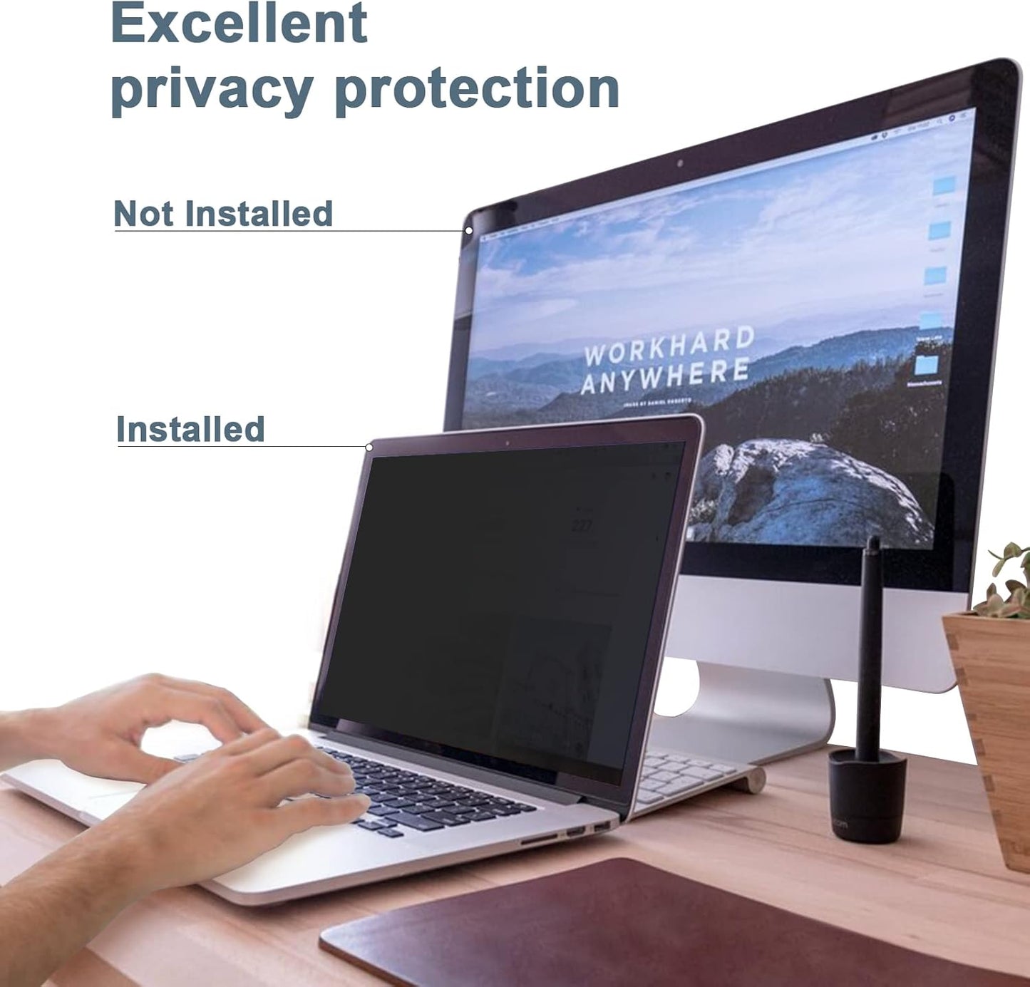 IPROKKO Laptop Privacy Screen 14 Inch 16:9 Aspect, Compatible with HP, Dell, Acer, Asus, Samsung, Lenovo Yoga & More, Removable Anti Blue Light Glare Spy Computer Monitor Filter Security Shield