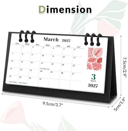 KONVINIT Small Desk Calendar 2026-2027, 6.3" x 3.1", 2026 Desk Calendar - Runs From January 2026 Until December 2027, 24 Months Mini Desktop Calendar for School, Home and Office Supplies