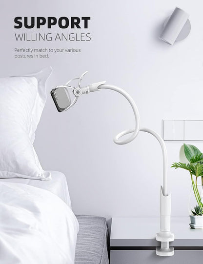 Lamicall Gooseneck Phone Holder for Bed - Cell Phone Mount Clamp Clip, Flexible Long Arm, Overhead Mount for Desk Headboard Bedside, Gifts for iPhone Air 17 Pro Max, 16 15 14 Pro Max and 4-7" Phone