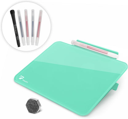 TOWON Small Glass Dry Erase Board, Desk White Board with Standing, Mini Whiteboard Easel Pad Set, Stenography Artifact for Office, Home and School Supplies, 8x6 Inches, Black