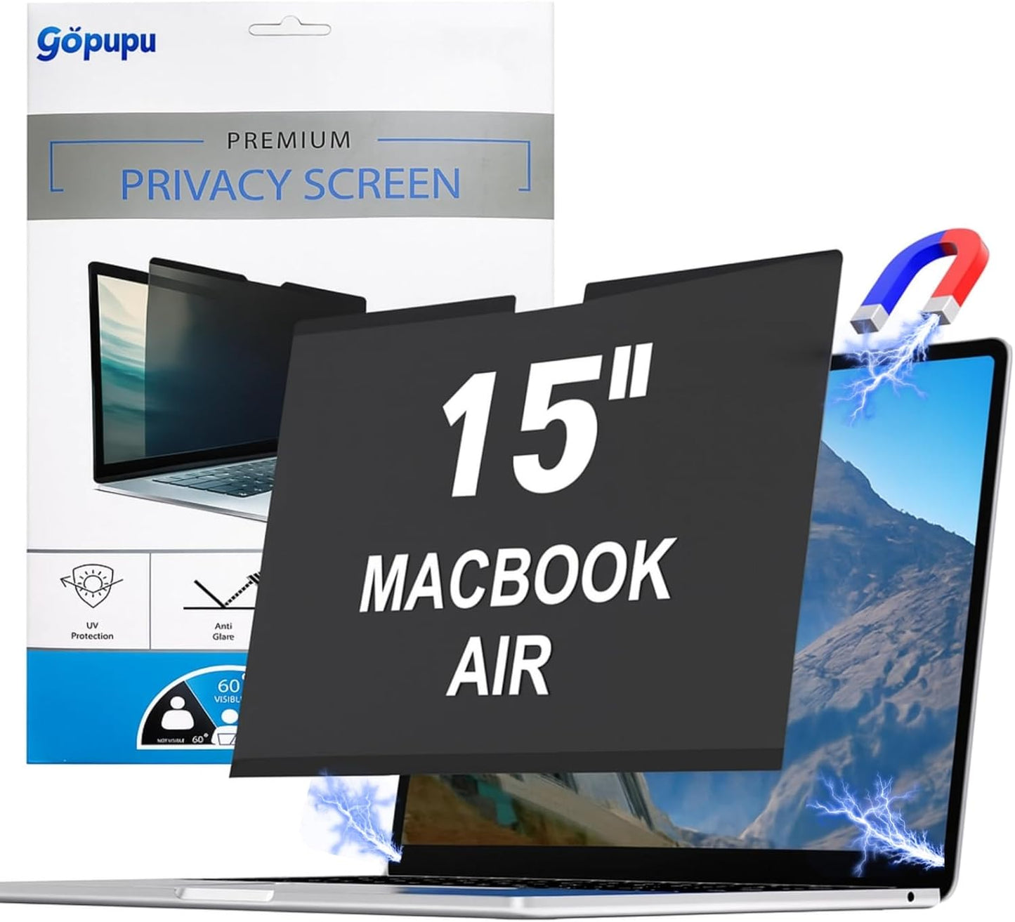Magnetic 14 Inch Laptop Privacy Screen Filter 16:10 Removable Anti Glare Blue Light Anti-Peeping Screen Protector Laptop Privacy Shield Compatible with Chromebook HP Lenovo Thinkpad Dell Asus Samsung
