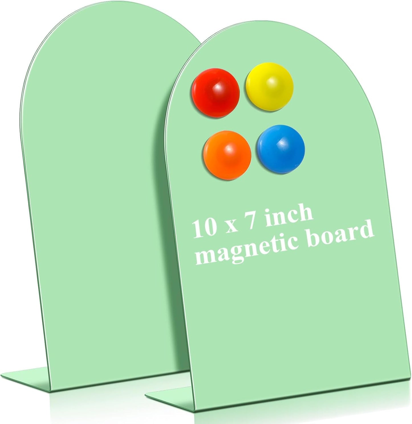 Shimeyao 2 Pcs Pink Magnetic Bulletin Board for Tabletops with 8 Magnets 10x7 Inch Memo Display Easel Stand for Home Office School Kitchen Table Supplies (Arched)