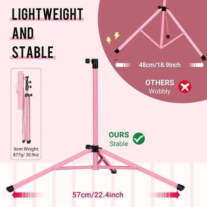 CAHAYA Portable Sheet Music Stand: Dual Use Desktop Book Holder Folding Lightweight Extra Stable Reinforced with Carrying Bag and Clip for Students Musicians Height Adjustable up to 54.3" CMS0204