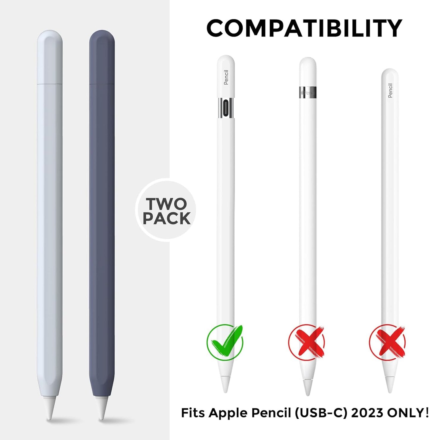 AhaStyle Silicone Case for Apple Pencil (USB-C) 2023 Ultra Thin Proteative Cover Skin Apple Pencil Sleeve Anti-Slip Grip Compatible with Apple Pencil USB C (Lavender)