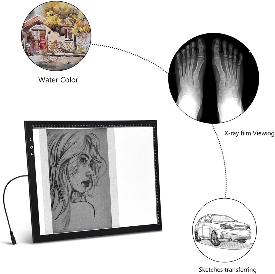 HSK B4/A3s LED Artist tracing Light Box Copy Table, Adjustable High Brightness Light Pad for Tatto Drawing, Sketching, Animation,Diamond Painting Accessories