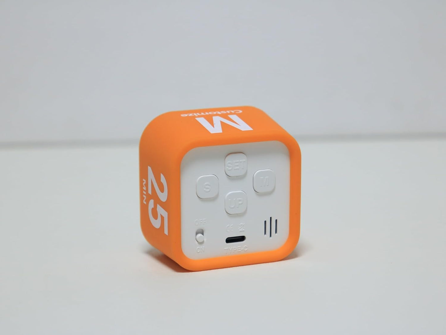 Rotating Cube Visual Pomodoro Timer 5, 25, 10 50 Minutes Preset + Custom Countdown, Rechargeable Desk Productivity Flip Timer with Detachable Silicone Cover for ADHD Study Work Kitchen School (White)