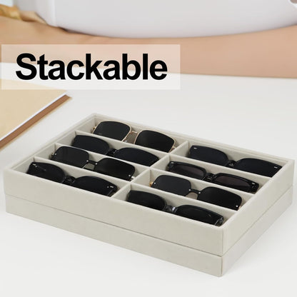 Large Velvet Sunglasses Storage Organizers Jewelry Organizer, Velvet Jewelry Organizer, Large Jewelry Drawer Organizer Tray, Eyeglass Organizer Earring Holder Ring Display (Sunglass Tray)