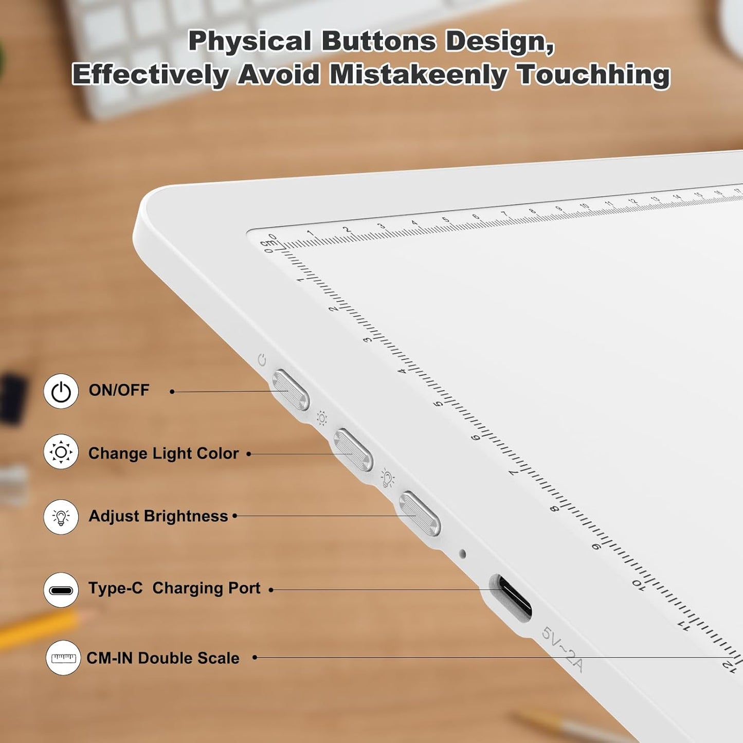 Elice Rechargeable A3 Light Pad for Diamond Painting, Magnetic LED Light Board with Physical Button, Super Bright Diamond Art Light Pad, Ultra-Thin Light Box for Tracing, Weeding Vinyl, Artists -Black