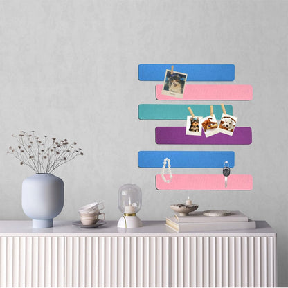 Vuzvuv 8 pcs Bulletin Board Bar Strips with 50 Pushpins & 10 Wooden Clip pins，Self Adhesive Cork Board for Wall，Felt Pin Board for School，Office Decor（Black White Grey）