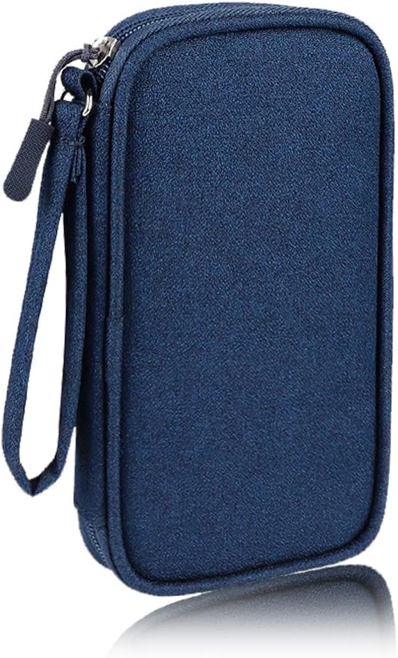 Electronics Organizer Bag Pouch Cable Charger Organizer Travel Shockproof Cord Carrying Case for Earphone Powerbank USB Hard Drive SD Card (Black)