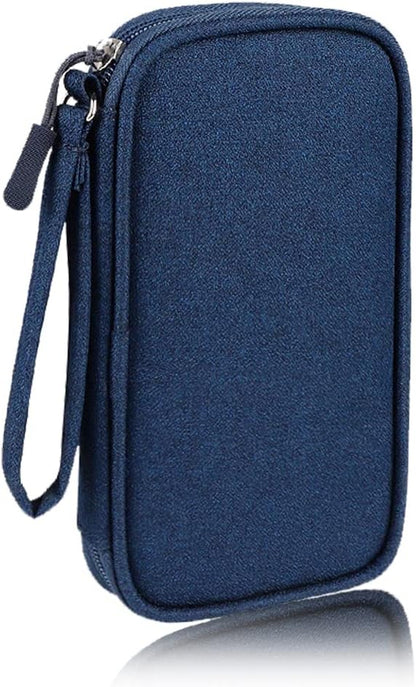Electronics Organizer Bag Pouch Cable Charger Organizer Travel Shockproof Cord Carrying Case for Earphone Powerbank USB Hard Drive SD Card (Black)