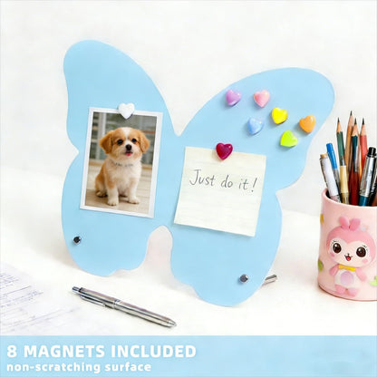 2 Pcs Magnetic Board, Black Magnet Message Board, 11"x7.8"Metal Magnetic Bulletin Board with 50pcs Memo Sheets and 8pcs Magnets, Magnet Display for Home, School, Kitchen, Office(Square,White)