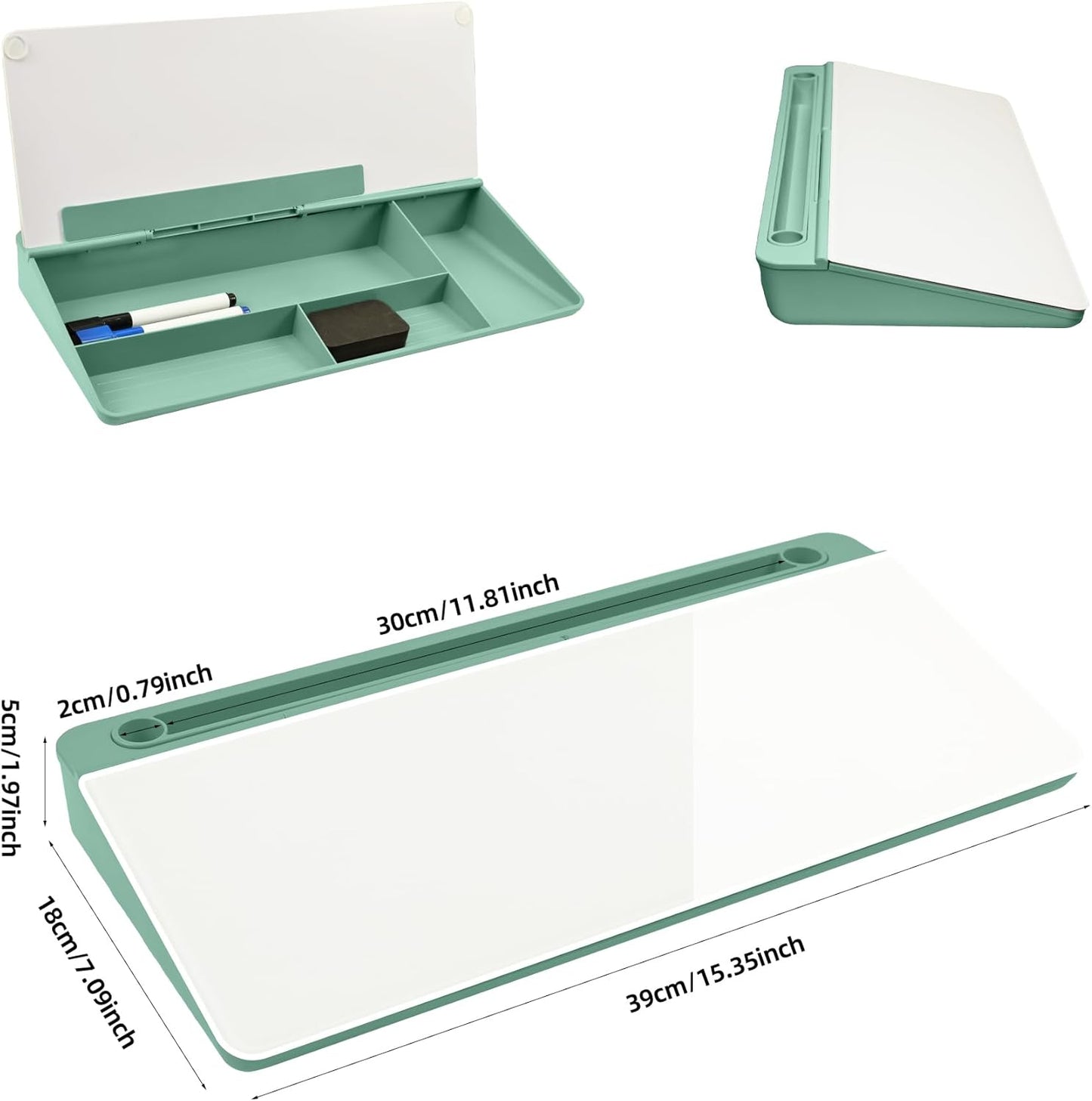 Desktop Whiteboard, Glass Dry Erase Board, Desk Board Buddy,Computer Keyboard Stand,Desk Whiteboard Organizer for Home,Office,School Supplies(White)