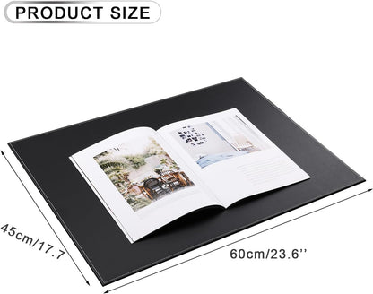 KINGFOM Ultra-Smooth PU Leather Desk Pad & Mat Office Desk Drawing & Writing Board A3/ A4 File Paper Clip Table Protector Mat on Top Large 24''x18'' (Black)
