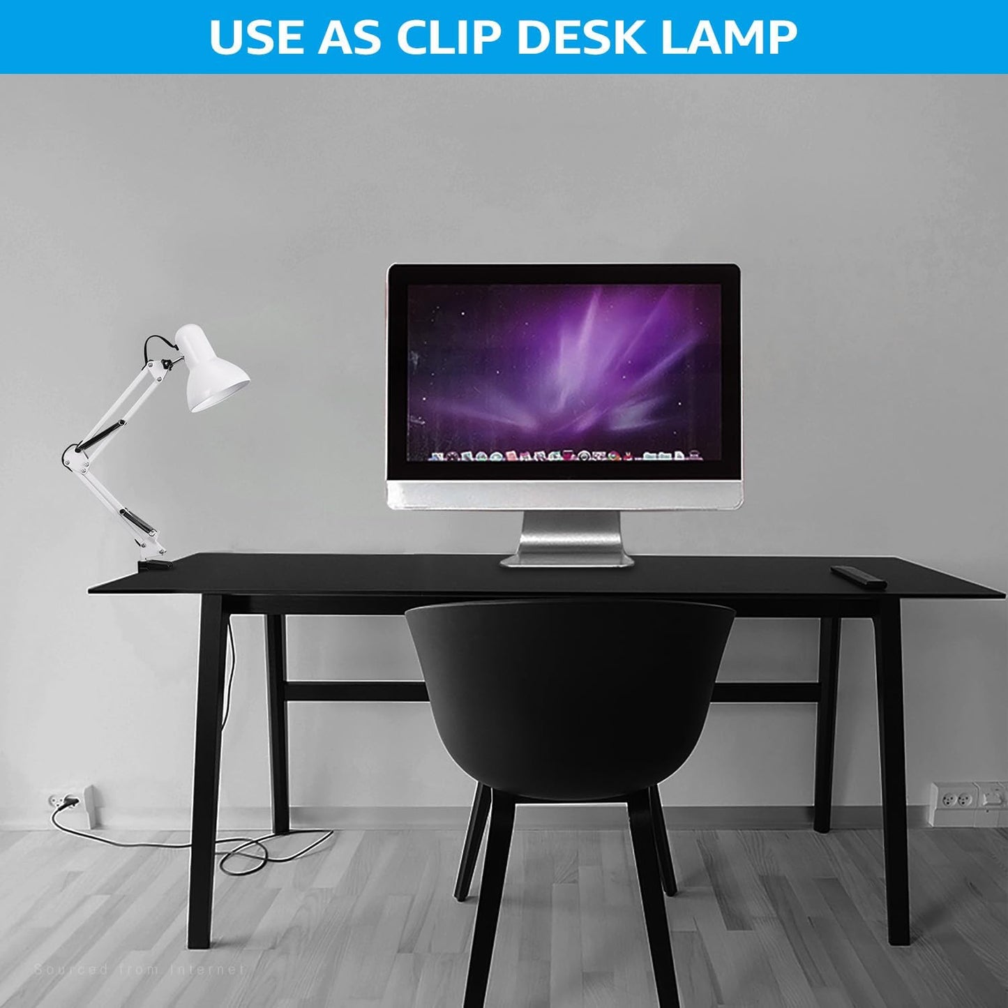 TORCHSTAR Metal Desk Lamp with Clamp, Swing Arm, Architect Adjustable Gooseneck Table Lamp, Clip Desk Lights for Home Office, Work, Study, Reading, E26 Base, Multi-Joint, Black