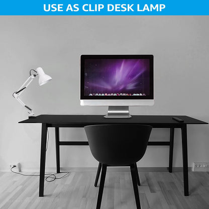 TORCHSTAR Metal Desk Lamp with Clamp, Swing Arm, Architect Adjustable Gooseneck Table Lamp, Clip Desk Lights for Home Office, Work, Study, Reading, E26 Base, Multi-Joint, Black