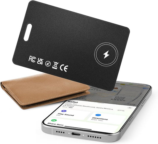Air Tracker Tag for Wallet, Wallet Tracker Card for Apple Find My (iOS Only), Bluetooth Tracker Key Finder with Rechargeable, Worldwide Tracking for Bags, Passport