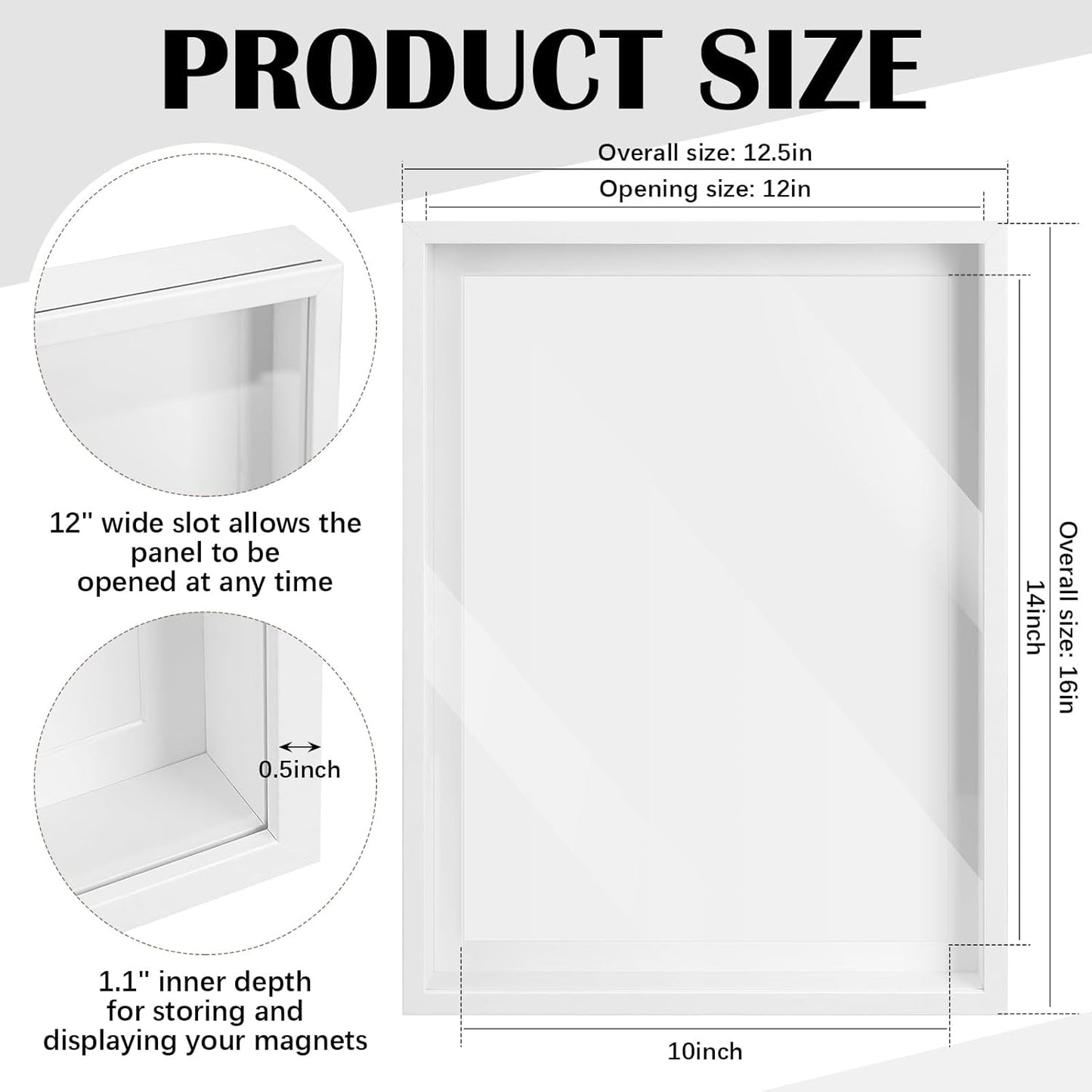 Vicenpal 1 Pcs Large Magnetic Board 16" x 12" Magnet Display Board Removable Souvenir Fridge Magnet Frames Case for Wall Dust Proof Magnetic Shadow Box for Wall Table Refrigerator (Black)