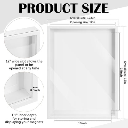 Vicenpal 1 Pcs Large Magnetic Board 16" x 12" Magnet Display Board Removable Souvenir Fridge Magnet Frames Case for Wall Dust Proof Magnetic Shadow Box for Wall Table Refrigerator (Black)
