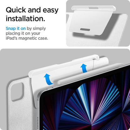 Spigen Pencil Holder for Apple Pencil Pro, 2nd Gen, Lenovo Yoga Pen, Galaxy S Pen, Compatible with Magic Keyboard, Smart Keyboard, Smart Folio, Magnetic iPad Cases, Wireless Charging Safe, White