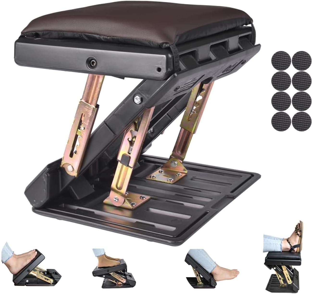 Foot Rest for Under Desk at Work 4-Level Height Adjustable, Ergonomic Foldable Footrest for Office, Gaming,Computer, Soft & Removable Pad Desk Foot Stool Suitable for All Seasons