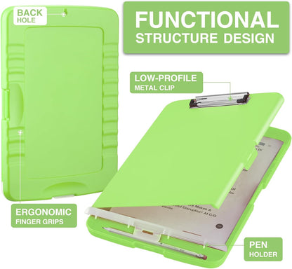 Sooez Clipboard with Storage, Clip Board 8.5 x 11 with Pen Holder, Plastic Organization Case Box for Letter Legal A4 Size Paper, Low Profile Clip, Nurses Teachers Must Haves, School & Office Supplies
