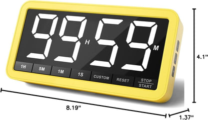 VOCOO Digital Kitchen Timer with 7.8” Extra Large Display, Magnetic LED, with 3 Brightness, 4 Alarms and 3 Volume Levels, Battery Powered Countdown Count Up Timer for Cooking, Classroom, Home Gym
