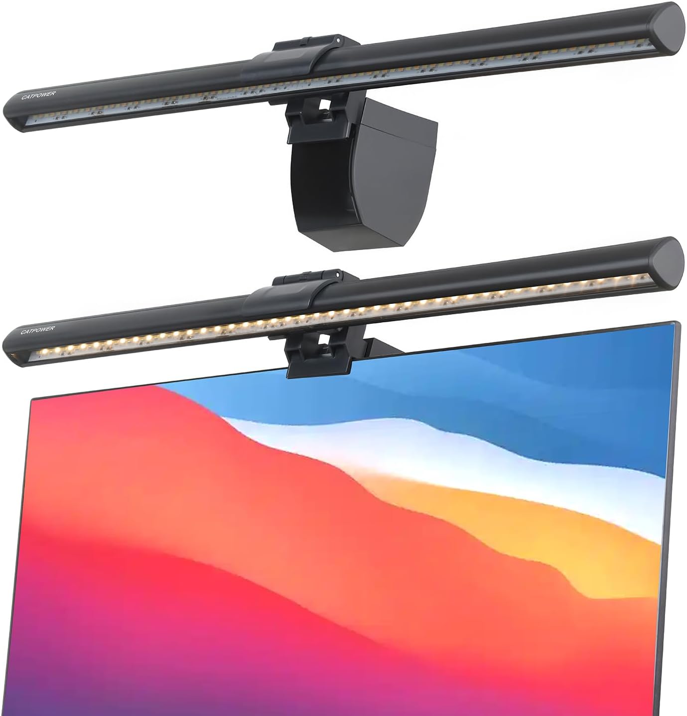 CATPOWER Portable Laptop Monitor Light Bar with USB Connection, e-Reading LED Task Lamp, 3 Color Temperature Settings, 10 Levels of Brightness Adjustment, No Glare on the Screen, Saves Space