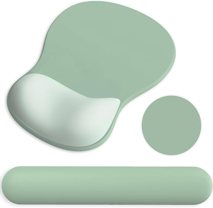 Ergonomic Mouse Pad with Wrist Rest and Keyboard Wrist Rest, Gel Mousepad and Wrist Rest for Computer Keyboard, Pain Relief, Non-Slip PU Base, Mouse Pad with Wrist Support for Gaming, Office, Brown