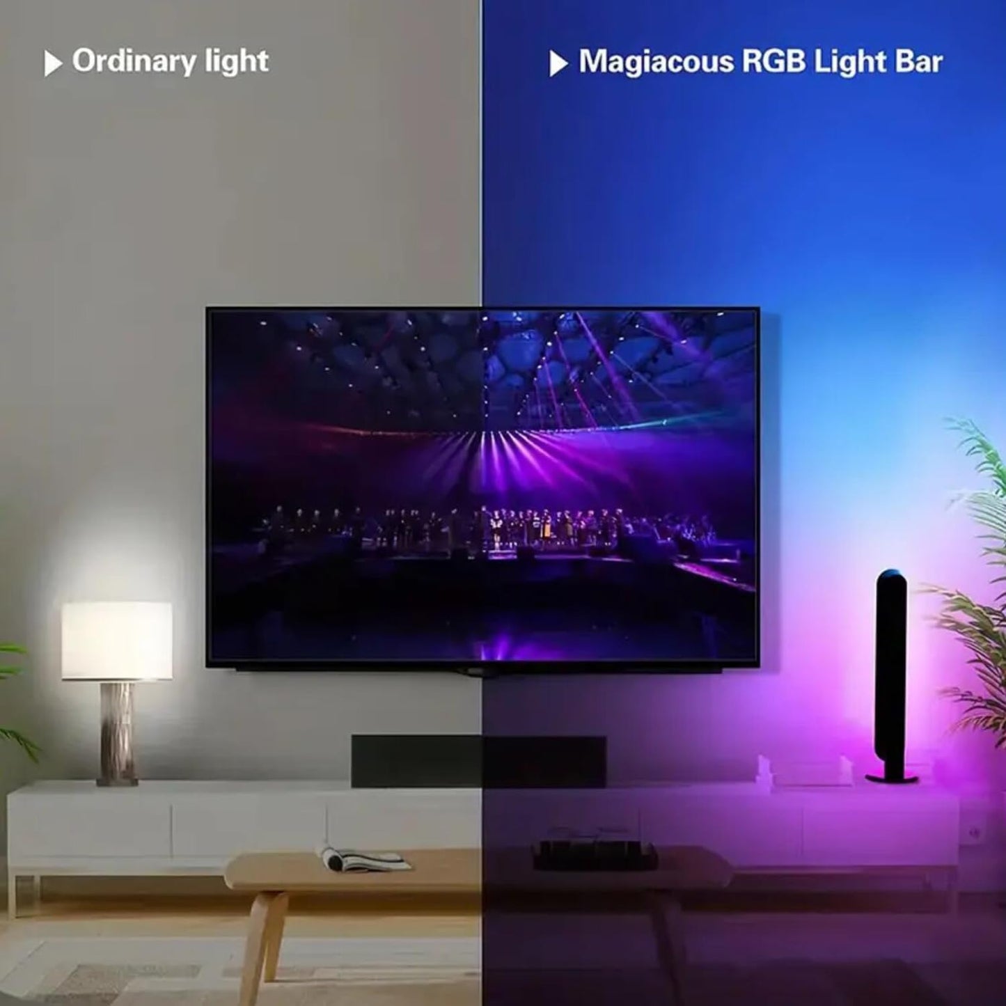 2pcs Smart LED Light, RGB Ambient Light Bars, Rhythm Lamp, Remote and APP Control, Music Sync Backlight for Gaming TV Bedroom, Desktop Lamp with Color Adjustable, timed Control
