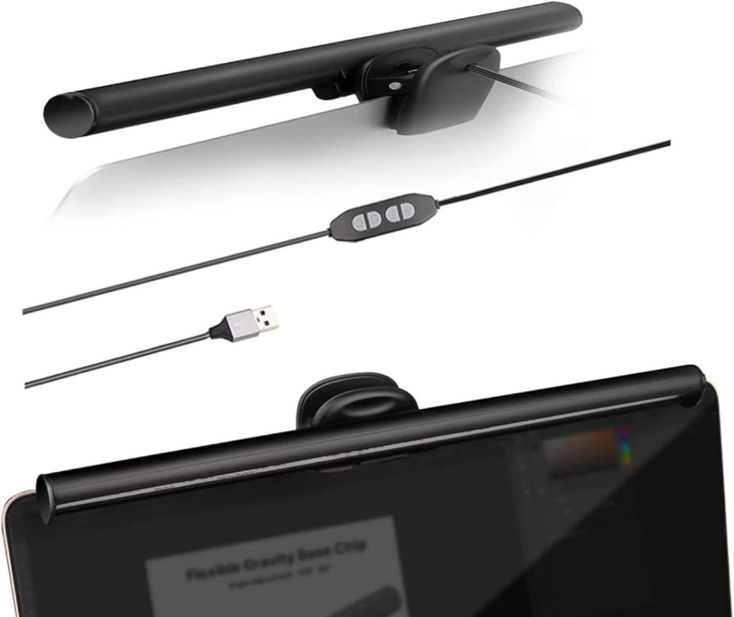 CATPOWER Portable Laptop Monitor Light Bar with USB Connection, e-Reading LED Task Lamp, 3 Color Temperature Settings, 10 Levels of Brightness Adjustment, No Glare on the Screen, Saves Space