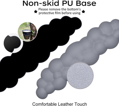JIKIOU Upgrade Leather Cloud Keyboard Wrist Rest, Cloud Wrist Rest with Non-Slip PU Base, Comfortable Memory Foam Wrist Rest for Computer Laptop Mac Gaming Office and Pain Relief Christmas Wish Gift