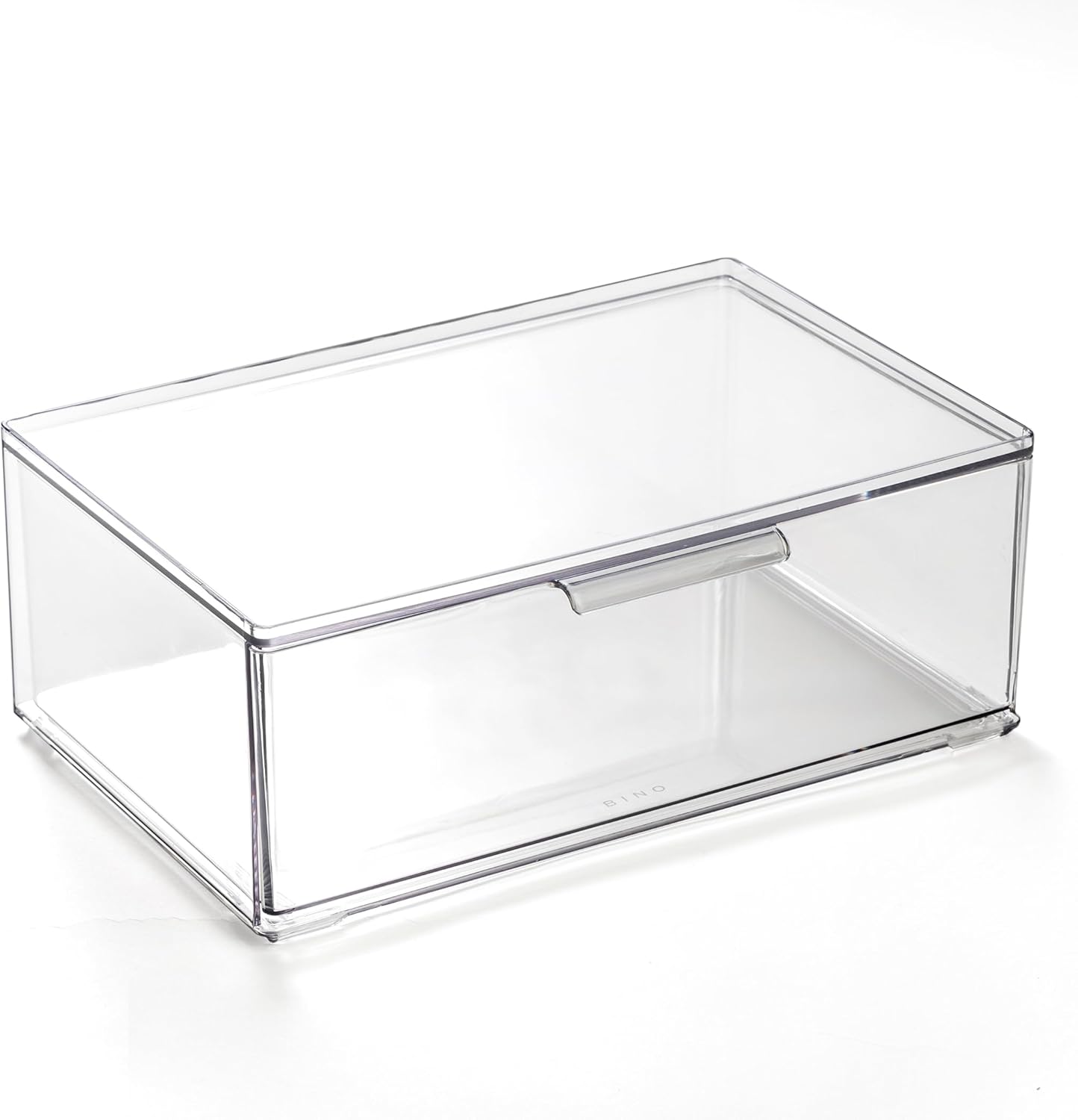 BINO | Clear Stackable Storage Drawers, Small - 3 Pack | Clear Storage Drawers with Built-In Handles | Durable Plastic Organizer Drawer | Modular Stackable Drawer Acrylic Organizer