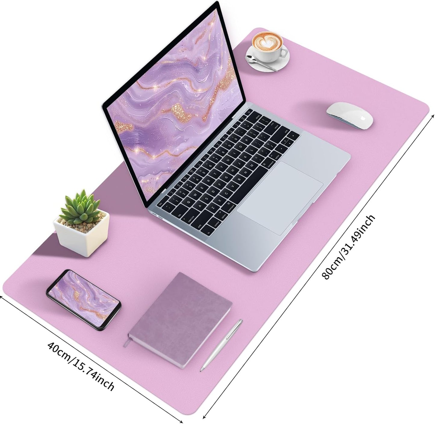 Bloss Leather Desk Pad and Keyboard Wrist Rest, Large Mouse Pad + Keyboard Pad+Mouse Wrist Support, Non-Slip Desk Mat Protector for Office, Home(31.5×15.7 Inches,Beige) - Colors B