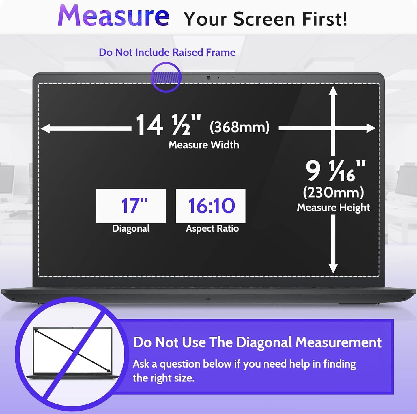 Peslv 15.6 Inch Laptop Privacy Screen Compatible With Lenovo Hp Dell Acer Asus Thinkpad Envy Xps, 16:9 Aspect Removable Anti Glare Blue Light Filter Protector, 15 In Computer Monitor Security Shield