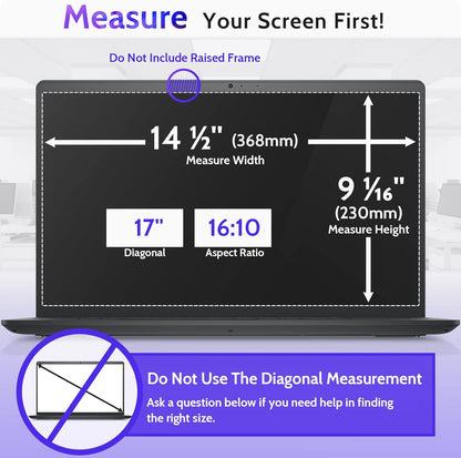 Peslv 15.6 Inch Laptop Privacy Screen Compatible With Lenovo Hp Dell Acer Asus Thinkpad Envy Xps, 16:9 Aspect Removable Anti Glare Blue Light Filter Protector, 15 In Computer Monitor Security Shield