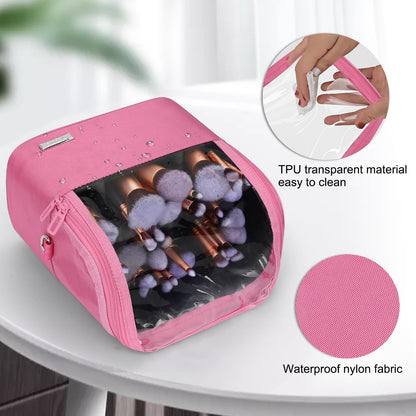 Makeup Brush Bag, Makeup Brush Holder Travel Stand-up Makeup Cup Large Makeup Brush Organizer Case Professional Cosmetic Bag Artist Storage Bag with Adjustable Divider (Large, Black)