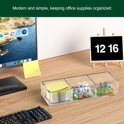 Acrylic Sticky Note Holder, Self-Stick Note Pad Holder W/O Pads - Note Dispenser Memo Pad Holder Desk Organizer for School Office Home (3''x3'' Clear)