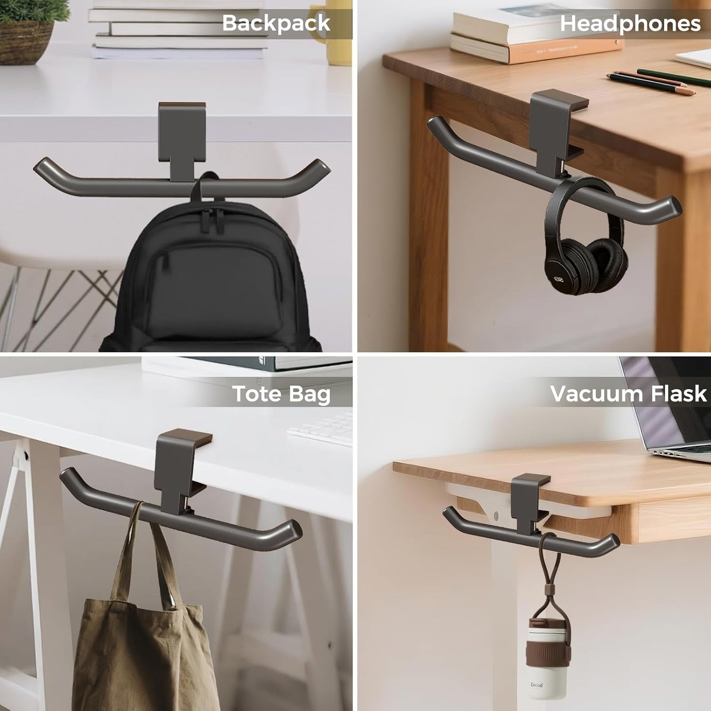80-lb Heavy-Duty Bag Hook for Desk or Table,Adjustable Purse Hanger,Purse Hook,Backpack Holder for Table & Handbag Hanger,Space-Saving Organizer for Classroom, Dorm Office,Home,and Cafe Tables (White)