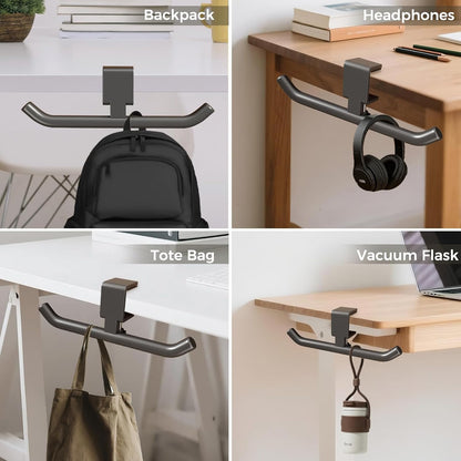 80-lb Heavy-Duty Bag Hook for Desk or Table,Adjustable Purse Hanger,Purse Hook,Backpack Holder for Table & Handbag Hanger,Space-Saving Organizer for Classroom, Dorm Office,Home,and Cafe Tables (White)