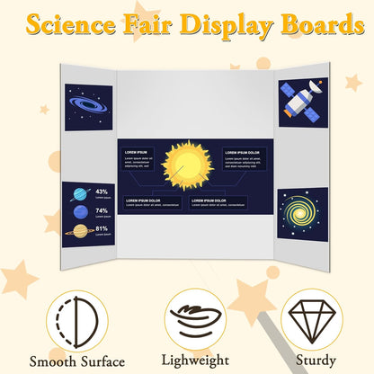 AKONEGE 3Pcs Small Trifold Poster Board, 21 x 14 inches White Tri Fold Poster Boards Corrugated Presentation Board Science Fair Display Boards for School Fun Projects, Exhibitions and Business