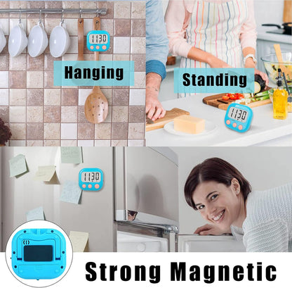 2 Pack Digital Kitchen Timer for Cooking Big Digits Loud Alarm Magnetic Backing Stand Cooking Timers for Baking White