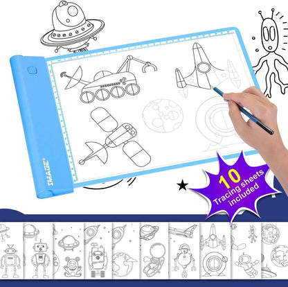 IMAGE Light Up Tracing Pad Pink Drawing Tablet Coloring Board for Kids Children to for Girls Boy (Includes 10 Traceable Sheets and Two Clips)