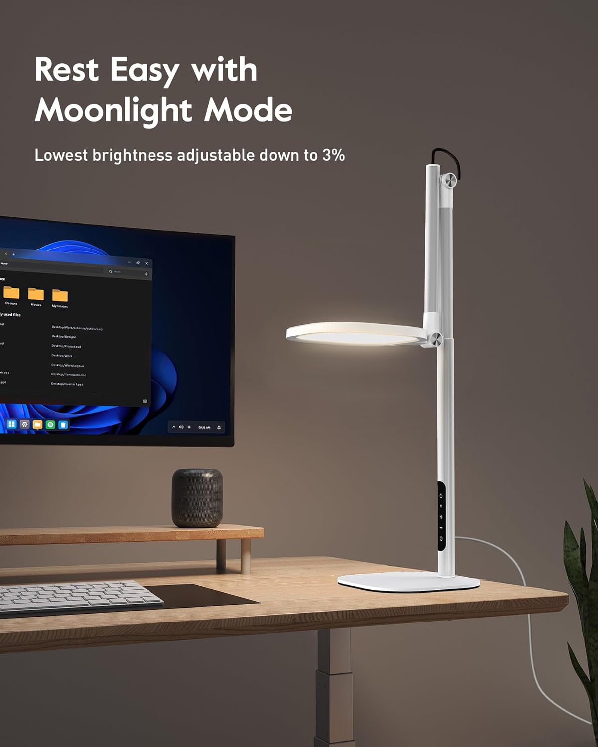 LitONES Led Desk Lamps for Home Office with Base, Tall Desk Lamp with 50 Light Modes & Memory and Timer Func Computer Light, Flexible Adjustable Table Lamps for Video Conference, Architect