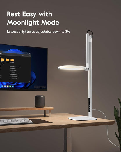 LitONES Led Desk Lamps for Home Office with Base, Tall Desk Lamp with 50 Light Modes & Memory and Timer Func Computer Light, Flexible Adjustable Table Lamps for Video Conference, Architect