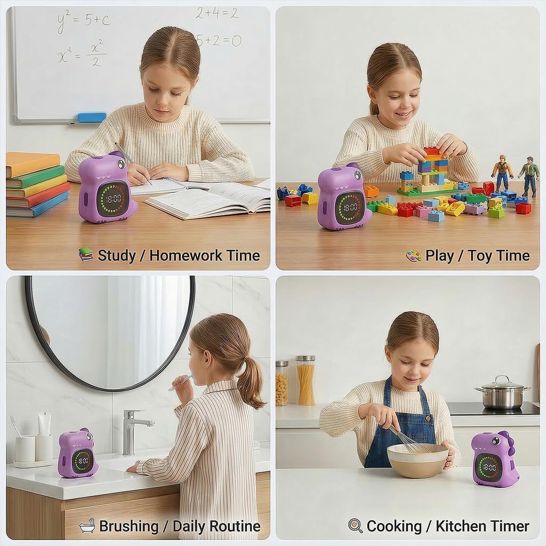 Visual Timer for Kids Light Blue Dinasuor Kids Timer Visual Led Rechargeable Toddler Timer Visual Countdown for Classroom Home Studing Playing